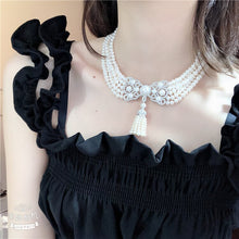 Load image into Gallery viewer, Hand knotted 5strands 7 8mm  white freshwater cultured pearl micro