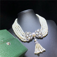Load image into Gallery viewer, Hand knotted 5strands 7 8mm  white freshwater cultured pearl micro