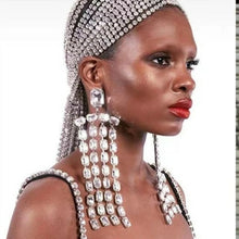 Load image into Gallery viewer, Handmade Rhinestone Long Fringed Big Drop Earrings