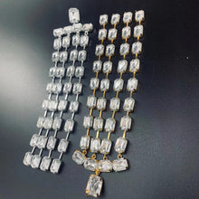 Load image into Gallery viewer, Handmade Rhinestone Long Fringed Big Drop Earrings