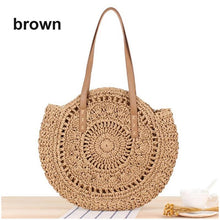 Load image into Gallery viewer, Handmade Round Rattan Woven Straw Bag Summer Women Shoulder Bags Girls