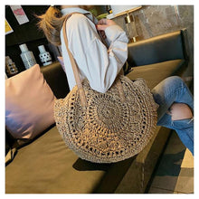 Load image into Gallery viewer, Handmade Round Rattan Woven Straw Bag Summer Women Shoulder Bags Girls