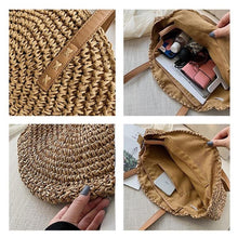 Load image into Gallery viewer, Handmade Round Rattan Woven Straw Bag Summer Women Shoulder Bags Girls