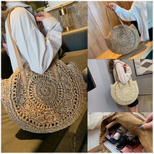 Load image into Gallery viewer, Handmade Round Rattan Woven Straw Bag Summer Women Shoulder Bags Girls