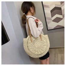 Load image into Gallery viewer, Handmade Round Rattan Woven Straw Bag Summer Women Shoulder Bags Girls