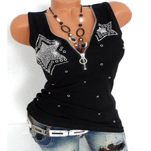 Load image into Gallery viewer, Casual Sexy Diamonds T Shirt Women Tank Top