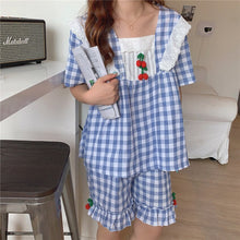 Load image into Gallery viewer, Loose High Quality Girls Sleepwear Plaid All Match Korean