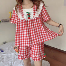 Load image into Gallery viewer, Loose High Quality Girls Sleepwear Plaid All Match Korean