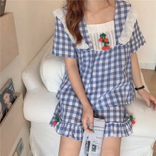 Load image into Gallery viewer, Loose High Quality Girls Sleepwear Plaid All Match Korean