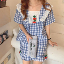 Load image into Gallery viewer, Loose High Quality Girls Sleepwear Plaid All Match Korean