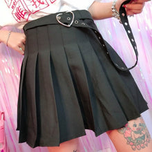 Load image into Gallery viewer, Punk Style Heart Shape Belt Pleated Skirt Women Girls White