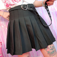 Load image into Gallery viewer, Punk Style Heart Shape Belt Pleated Skirt Women Girls White