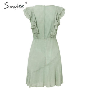 Ruffled O-neck Summer Sleeveless Casual A-line