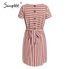 Load image into Gallery viewer, Women Striped Casual Buttons Strap Short Sleeve