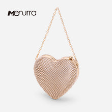 Load image into Gallery viewer, Heart Shaped Full Diamond Women Evening Bags Chain Shoulder Purse Day