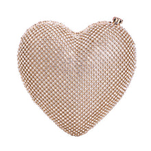 Load image into Gallery viewer, Heart Shaped Full Diamond Women Evening Bags Chain Shoulder Purse Day
