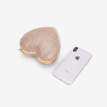 Load image into Gallery viewer, Heart Shaped Full Diamond Women Evening Bags Chain Shoulder Purse Day