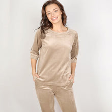 Load image into Gallery viewer, Khaki Velvet Sleepwear Women Irregular Knitting Home Suit