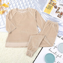 Load image into Gallery viewer, Khaki Velvet Sleepwear Women Irregular Knitting Home Suit