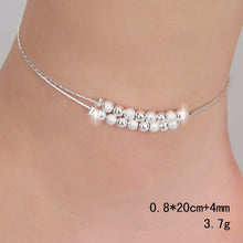Load image into Gallery viewer, Sterling Silver Double Deck Frosted Beads Foot Chain