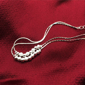 Sterling Silver Double Deck Frosted Beads Foot Chain