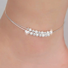 Load image into Gallery viewer, Sterling Silver Double Deck Frosted Beads Foot Chain