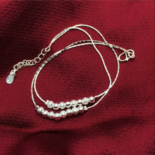 Load image into Gallery viewer, Sterling Silver Double Deck Frosted Beads Foot Chain