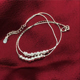 Sterling Silver Double Deck Frosted Beads Foot Chain