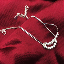 Load image into Gallery viewer, Sterling Silver Double Deck Frosted Beads Foot Chain