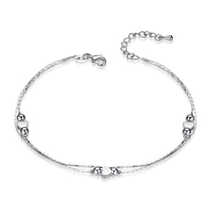 High Quality Sterling Silver Love  Heart  Multi Story Foot Chain