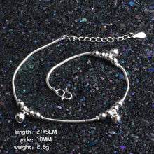 Load image into Gallery viewer, Sterling Silver Round Bead Small Bell Foot Chain