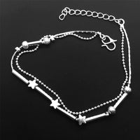 Sterling Silver Round Bead Star Foot Chain