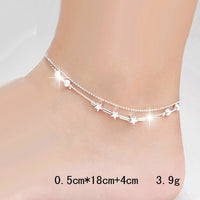 Sterling Silver Round Bead Star Foot Chain