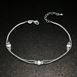 Sterling Silver Simplicity Lucky Clover Chain Anklet