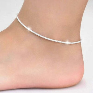 Sterling Silver Simplicity Lucky Clover Chain Anklet