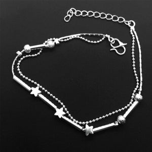 Sterling Silver Simplicity Lucky Clover Chain Anklet