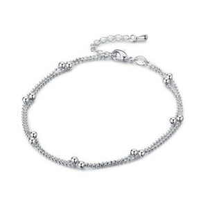 Sterling Silver Simplicity Lucky Clover Chain Anklet