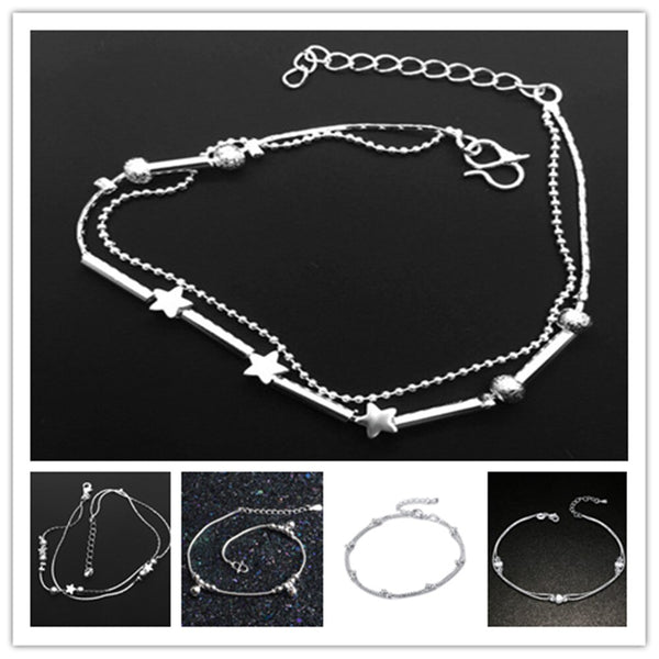 Sterling Silver Simplicity Lucky Clover Chain Anklet