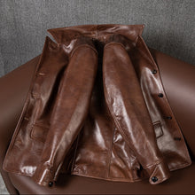Load image into Gallery viewer, High Quality Genuine Leather Cowhide Jacket Oil Wax