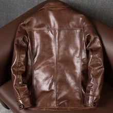 Load image into Gallery viewer, High Quality Genuine Leather Cowhide Jacket Oil Wax