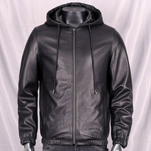 Load image into Gallery viewer, High Quality Men Hooded Leather Sheepskin Jacket