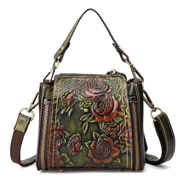 High Quality Natural Skin Cross Body Tote Purse Handbag Luxury Floral