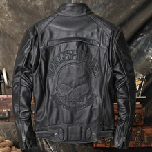 Load image into Gallery viewer, High Street Fashion Skull Pattern Racing Suit Coats Mens Cowhide