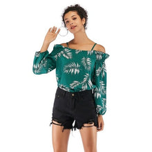 Load image into Gallery viewer, Off Shoulder Lantern Sleeve Chiffon Shirt Slash