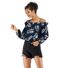 Load image into Gallery viewer, Off Shoulder Lantern Sleeve Chiffon Shirt Slash
