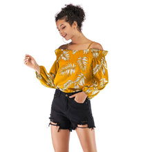 Load image into Gallery viewer, Off Shoulder Lantern Sleeve Chiffon Shirt Slash