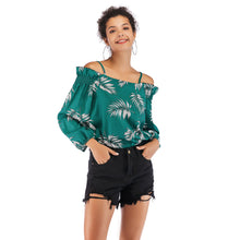 Load image into Gallery viewer, Off Shoulder Lantern Sleeve Chiffon Shirt Slash