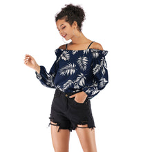 Load image into Gallery viewer, Off Shoulder Lantern Sleeve Chiffon Shirt Slash