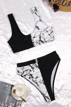Load image into Gallery viewer, High Waist Marble Print Bikinis Set  Mujer Sexy Patchwork Swimsuit - Sophornlilly