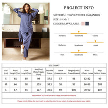 Load image into Gallery viewer, Blue Spring Pajamas Set Women Sleepwear Long Sleeve Satin Pajama